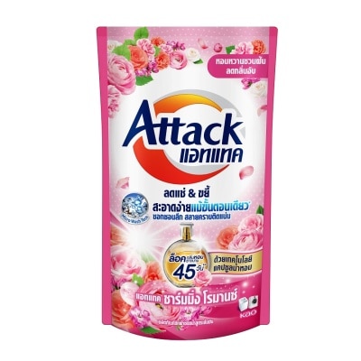 Attack แอทแทค ผลิตภัณฑ์ซักผ้าชนิดน้ำ สูตรเข้มข้น ชาร์มมิ่ง โรมานซ์ 600 มล.