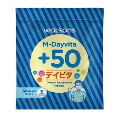 WATSONS วัตสัน เอ็ม-เดย์ไวต้าพลัส 50 (ผลิตภัณฑ์เสริมอาหาร) 5 ซอง