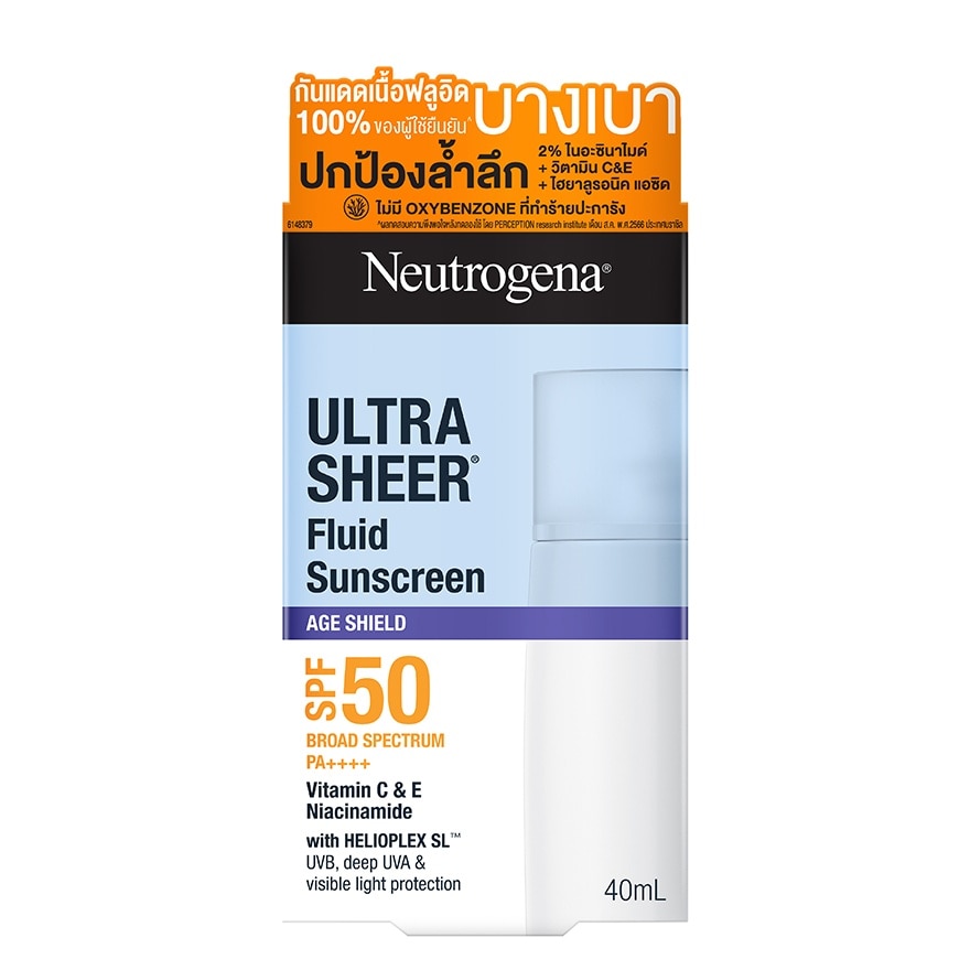Neutrogena Neutrogena Ultra Sheer Fluid Sunscreen Age Shield Broad Spectrum SPF50 PA++++ 40 Ml.