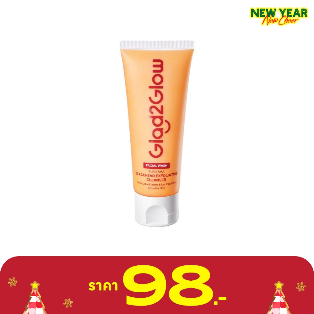 Glad2Glow แกลดทูโกลว์ คลีนเซอร์ ยูซุ เอเอชเอ แบล็คเฮด เอ็กซ์โฟลิเอทติ้ง 70 มล.