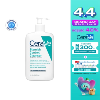 Cerave - เซราวี เบลมมิช คลีนเซอร์ 473 มล. ผลิตภัณฑ์ทำความสะอาดผิวหน้าสำหรับผิวที่เป็นสิว