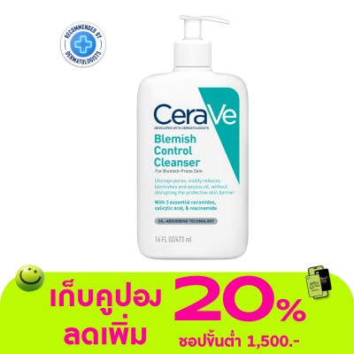 Cerave - เซราวี เบลมมิช คลีนเซอร์ 473 มล. ผลิตภัณฑ์ทำความสะอาดผิวหน้าสำหรับผิวที่เป็นสิว