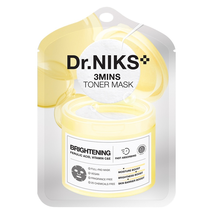 Dr.Niks ดร.นิกส์ ทรี มินิทส์ โทนเนอร์ มาสก์ ไบรท์เทนนิ่ง 1 แผ่น