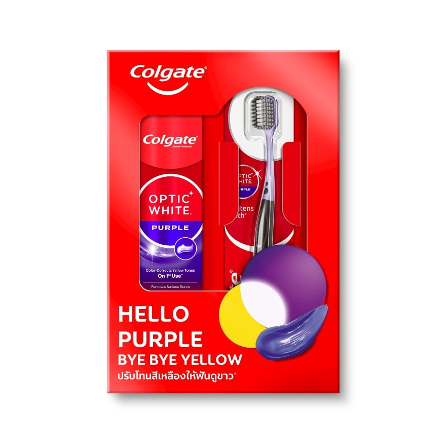 Colgate คอลเกต อ๊อพติตไวท์ เพอร์เพิล เซ็ต ยาสีฟัน 100 กรัม+แปรงสีฟัน 1 ชิ้น