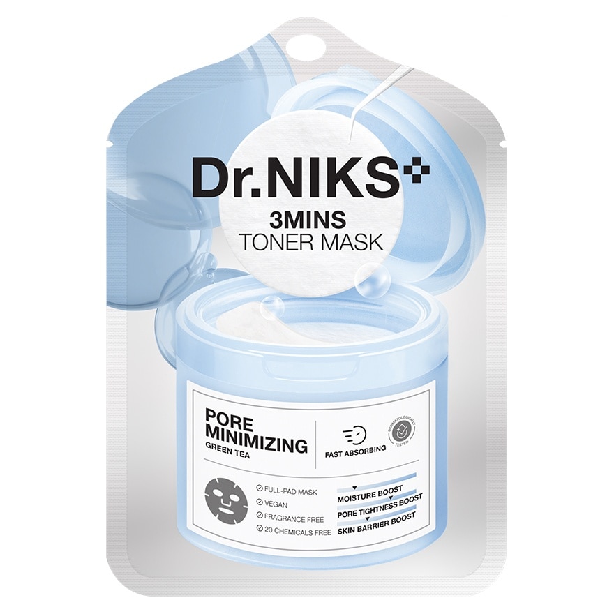 Dr.Niks ดร.นิกส์ ทรี มินิทส์ โทนเนอร์ มาสก์ พอร์ มินิไมซิ่ง 1 แผ่น