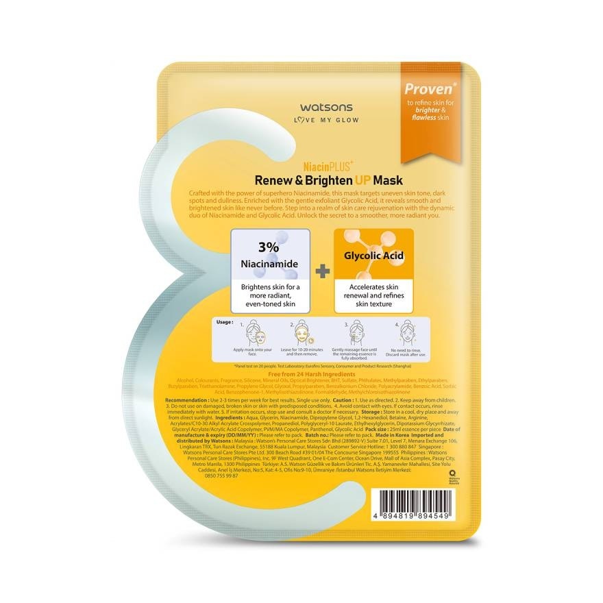 วัตสัน รีนิว ไบรท์เท่น อัพ มาสก์ 1 แผ่น.