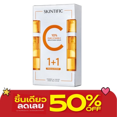Skintific - สคินทิฟฟิค 10 เพียว วิตามินซี ไบร์ทเทนนิ่ง เซรั่ม (Powder+Liquid) x2 ชิ้น image