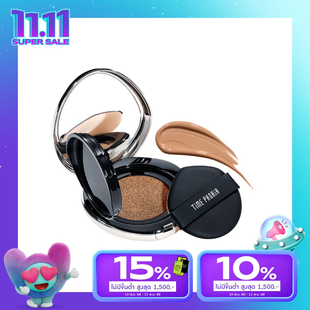 Time Phoria ไทม์ฟอเรีย ไทม์เลส ลูมิน่า แมท เพอร์เฟคชั่น คุชชั่น 11ก. 04W คาราเมล