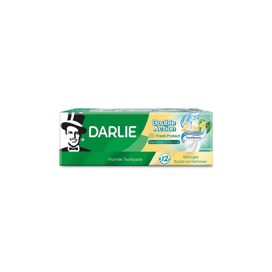 Darlie ดาร์ลี่ ยาสีฟันผสมน้ำยาบ้วนปาก ดับเบิ้ล แอ็คชั่น เฟรช โพรเทค 2อิน1 50 กรัม