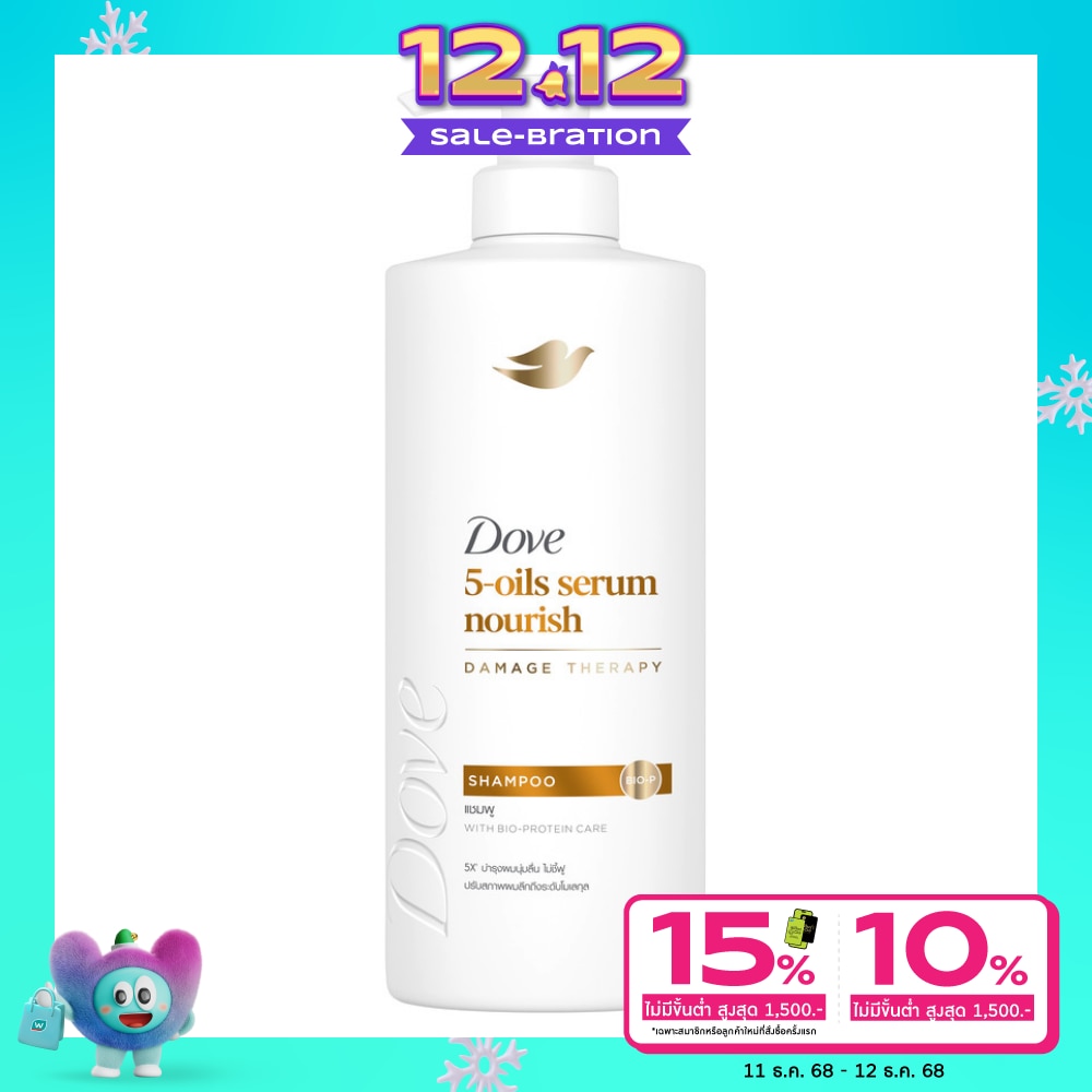 Dove โดฟ แชมพู 5-ออยล์ เซรั่ม นอริช 380 มล.
