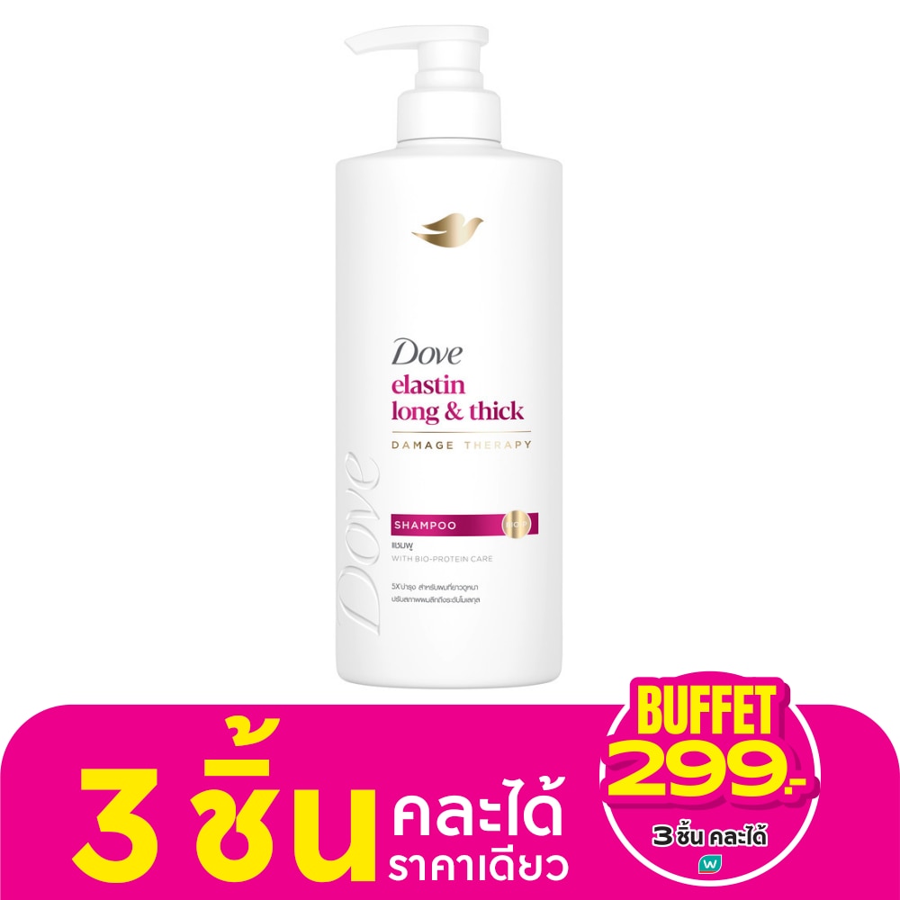 Dove โดฟ แชมพู อีลาสติน ลอง แอนด์ ติ๊ก 380 มล.