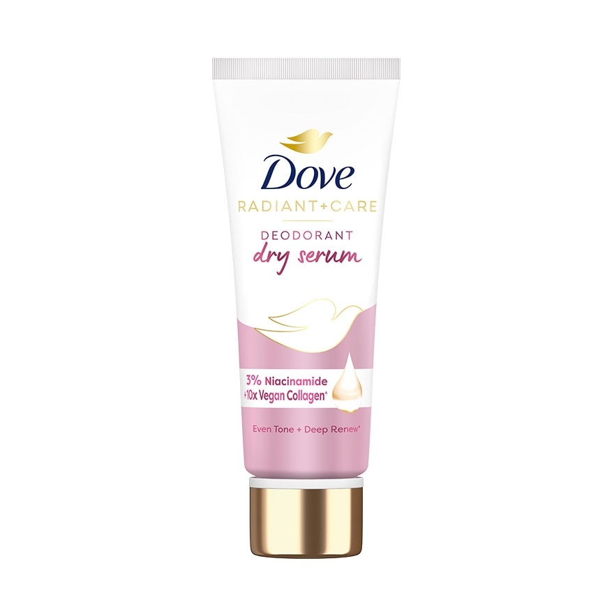Dove โดฟ เรเดียนท์ แคร์ ดีโอโดแรนท์ ดราย เซรั่ม 3ไนอาซินาไมด์ 10X วีแกน คอลลาเจน 40 มล.
