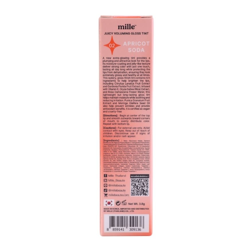 Mille Juicy Voluming Gloss Tint Lip 3.8g. 02 Apricot Soda