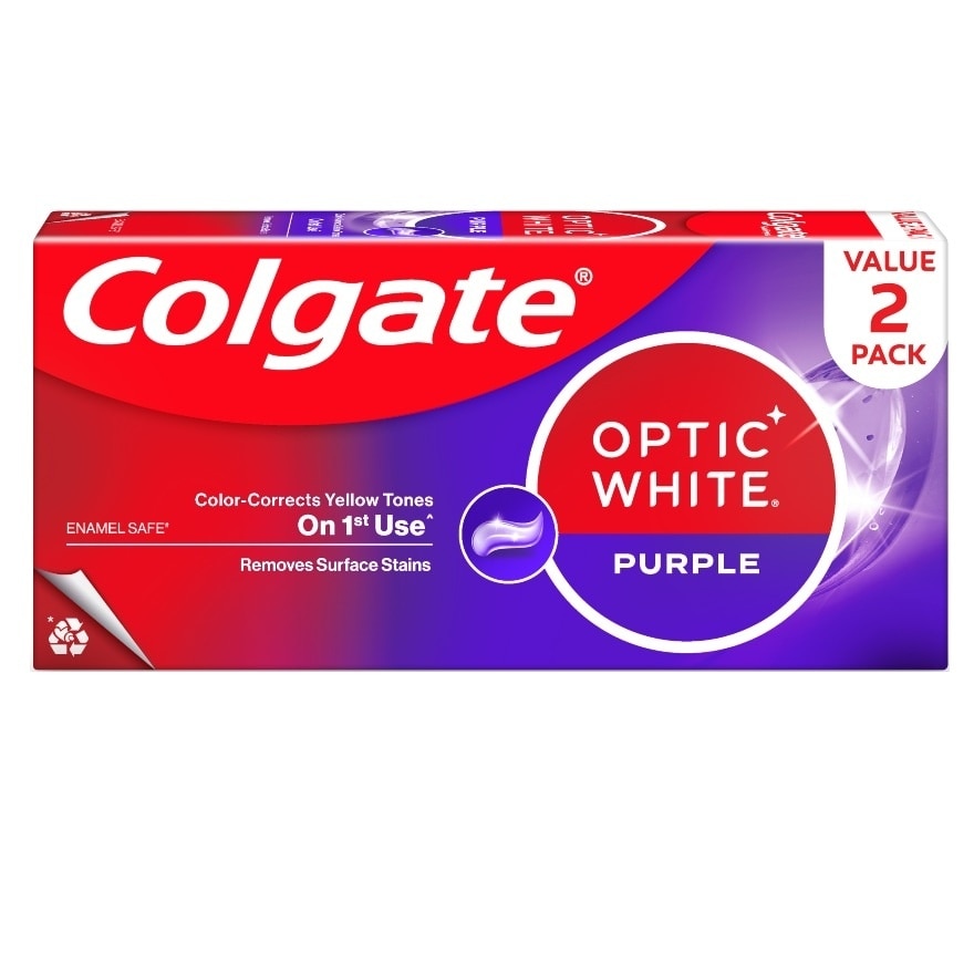 Colgate คอลเกต ยาสีฟัน อ๊อพติค ไวท์ เพอร์เพิล 100 กรัม แพ็คคู่