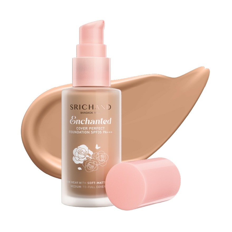 ศรีจันทร์ เอ็นชานเท็ด คัฟเวอร์ เพอร์เฟคท์ ฟาวน์เดชั่น SPF35 PA++++ 30มล. 130 ฮันนี่