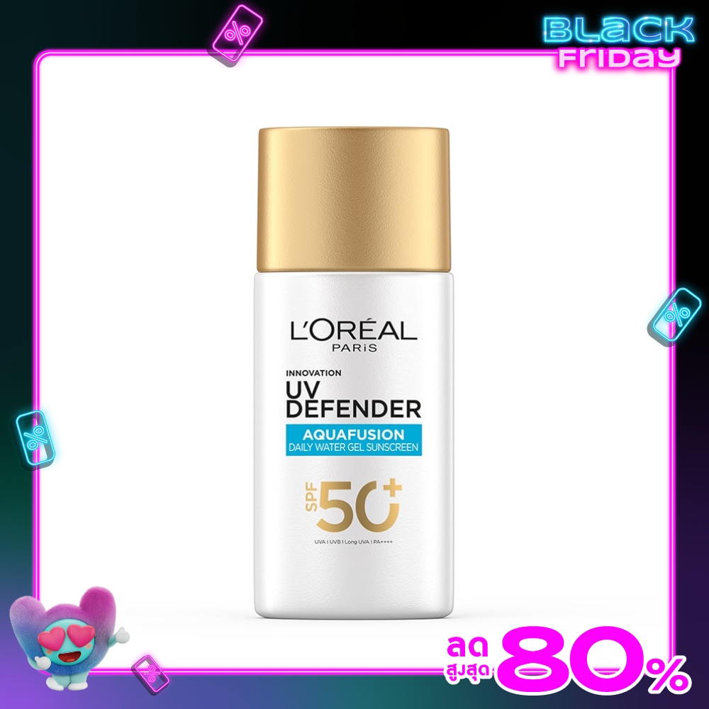 L'Oreal ลอรีอัลปารีส ยูวี ดีเฟนเดอร์ อะควาฟิวชั่น เดลี่ วอเตอร์ เจล ซันสกรีนSPF50+PA++++50มล.
