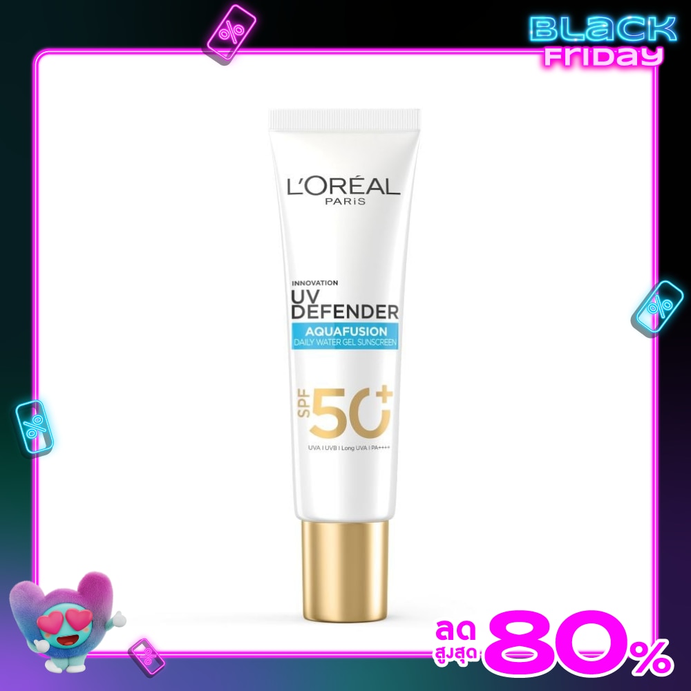 L'Oreal ลอรีอัลปารีส ยูวี ดีเฟนเดอร์ อะควาฟิวชั่น เดลี่ วอเตอร์ เจล ซันสกรีนSPF50+PA++++30มล.