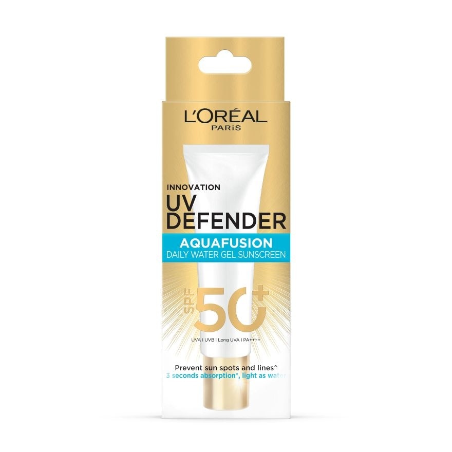 ลอรีอัลปารีส ยูวี ดีเฟนเดอร์ อะควาฟิวชั่น เดลี่ วอเตอร์ เจล ซันสกรีนSPF50+PA++++30มล.