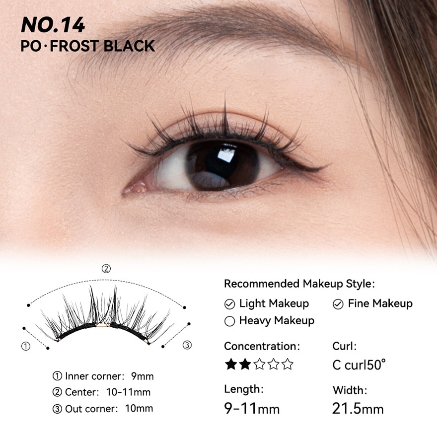 Wosado Soft Magnetic False Eyelashes 1pcs. Frost Black