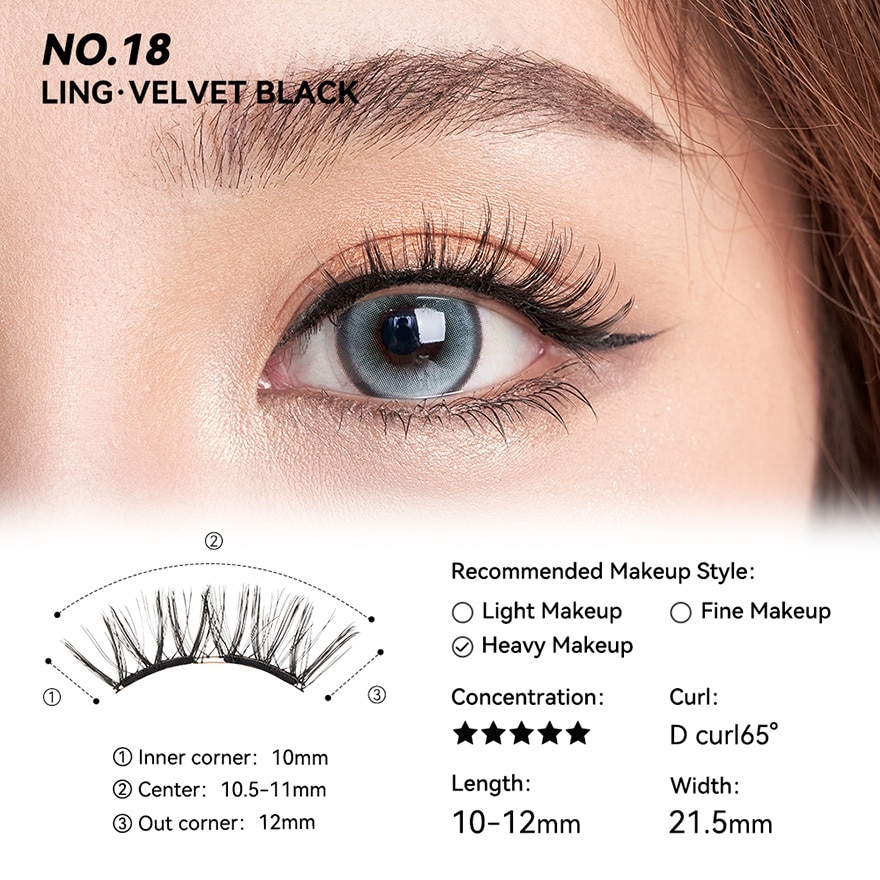 Wosado Soft Magnetic False Eyelashes 1pcs. Velvet Black
