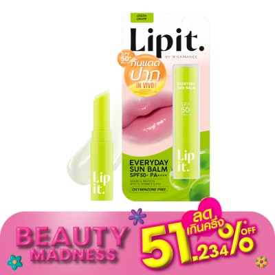 Lip It ลิปอิท เอเวอรี่เดย์ซันบาล์ม SPF50+ PA++++ 3ก. กรีน เกรฟ
