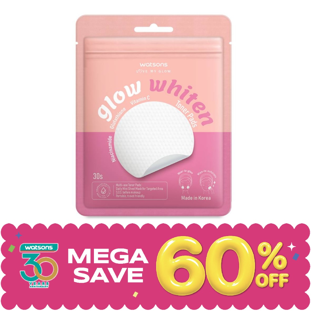 วัตสัน โกลว์ ไวท์เทน โทนเนอร์ แพดส์ 30 ชิ้น. image