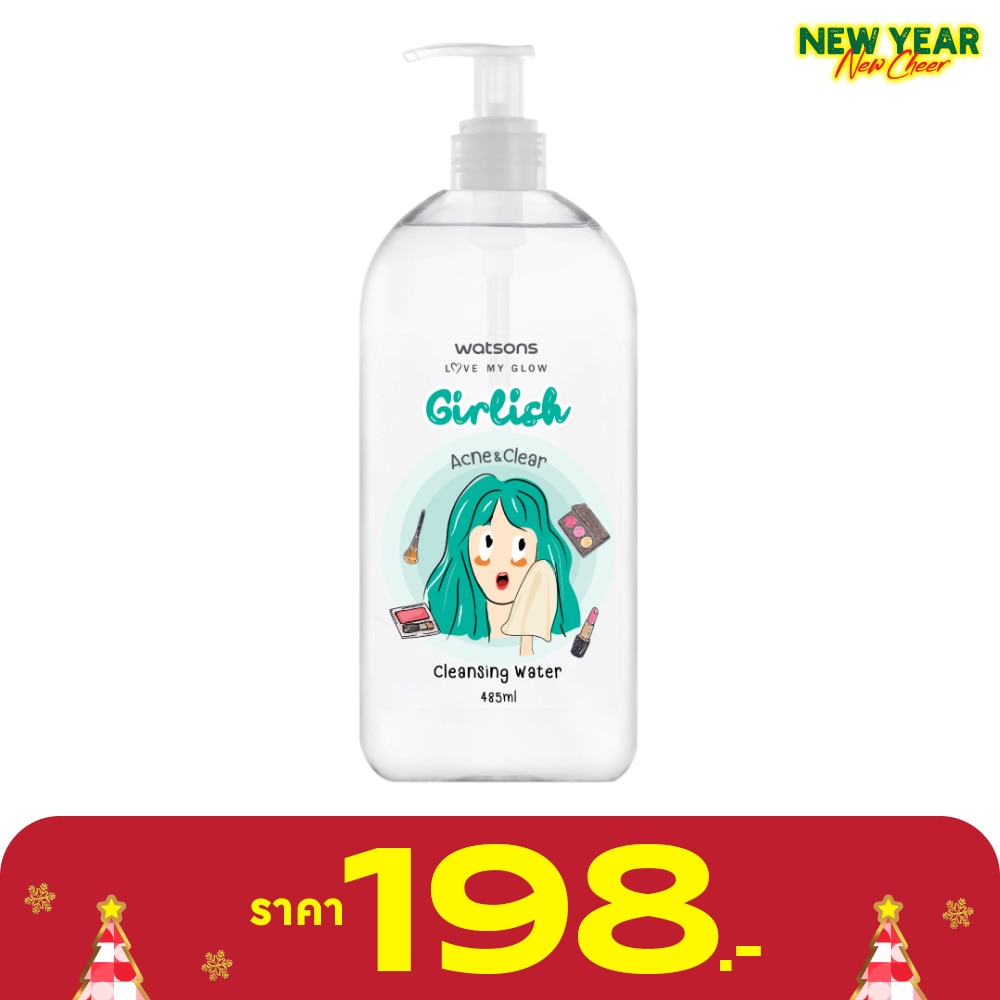 WATSONS วัตสัน เกิร์ลลิช แอคเน่ แอนด์ เคลียร์ คลีนซิ่ง วอเตอร์485มล.