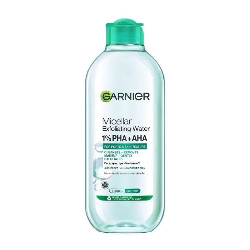 Garnier การ์นิเย่ ไมเซล่า เอ็กซ์โฟลิเอตติ้ง วอเตอร์ ฟอร์ พอร์ แอนด์ สกิน เท็กซ์เจอร์ 400 มล.