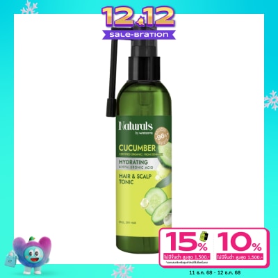 Naturals by Watsons เนเชอรัล บาย วัตสัน คิวคัมเบอร์ ไฮเดรตติ้ง แฮร์ แอนด์ สคัลพ์ โทนิค 120มล.