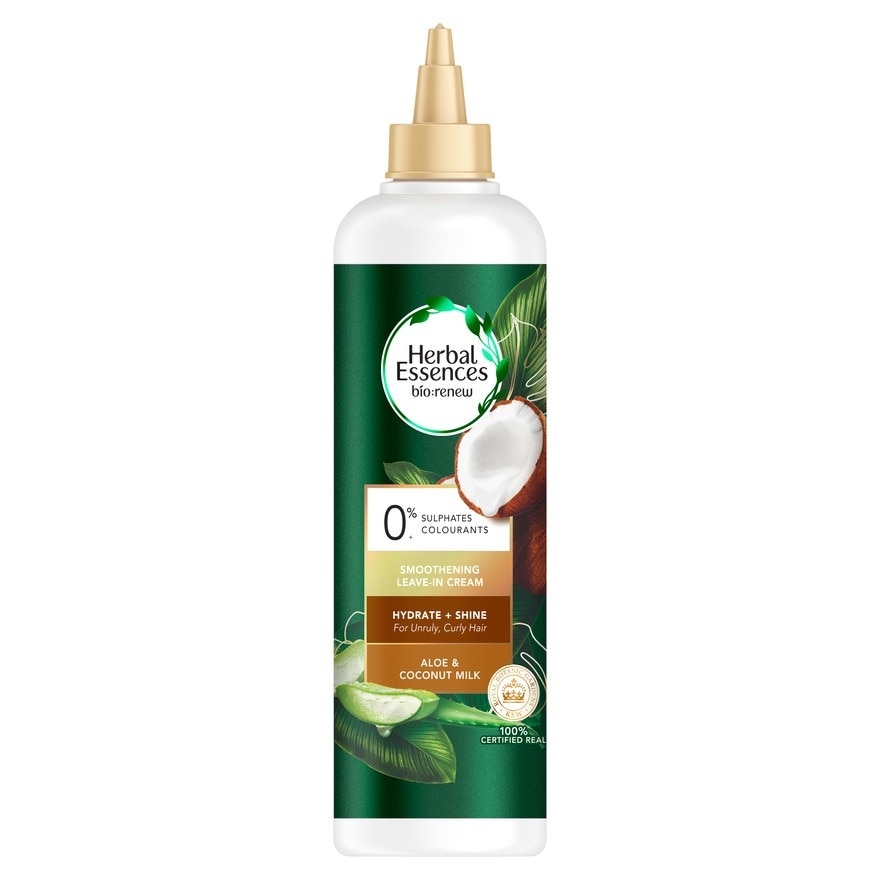 Herbal Essences เฮอร์บัล เอสเซนส์ ทรีทเม้นท์ อโล แอนด์ โคโคนัท มิลค์ สมูทเท็นนิ่ง ลีฟอิน ครีม 270 มล.