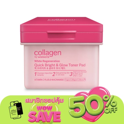 Collagen by Watsons - Collagen By Watsons White Regeneration Quick Bright and Glow Toner Pad 90s.