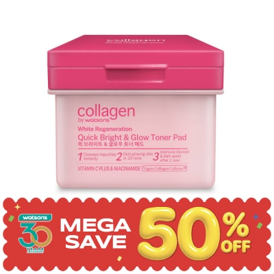 Collagen by Watsons - Collagen By Watsons White Regeneration Quick Bright and Glow Toner Pad 90s. image