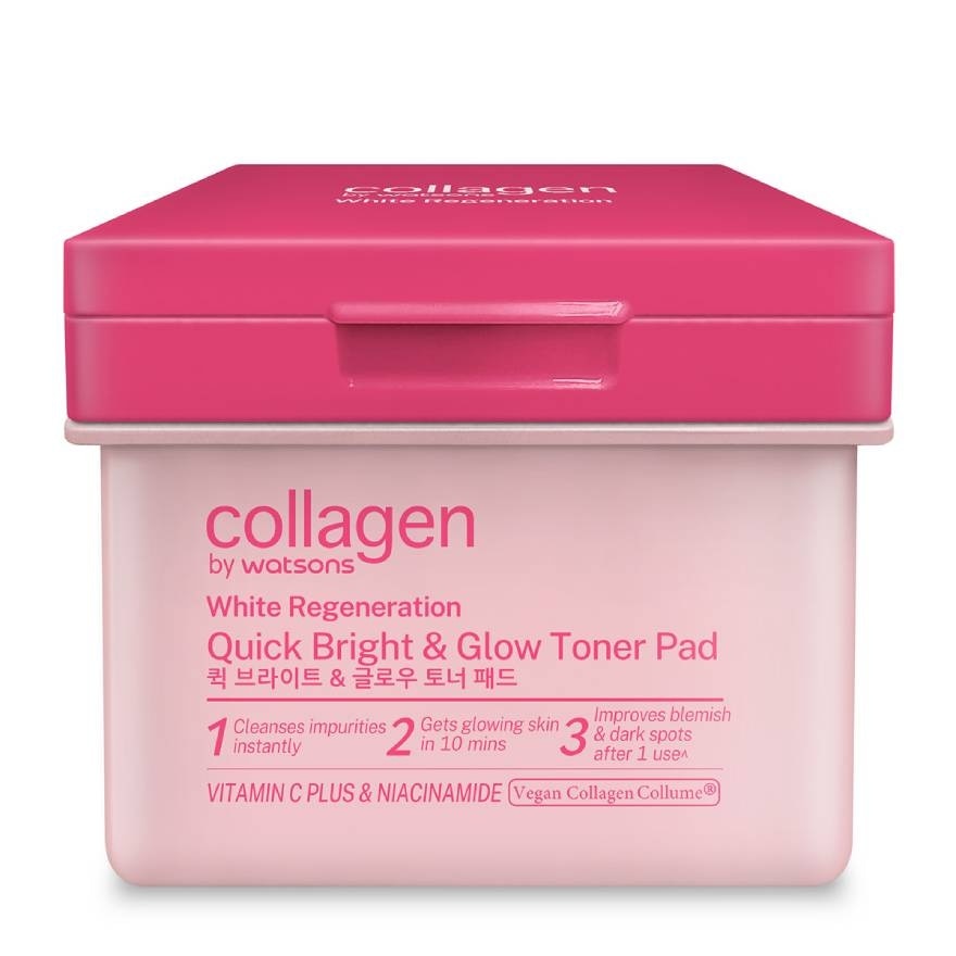 Collagen By Watsons White Regeneration Quick Bright and Glow Toner Pad 90s.