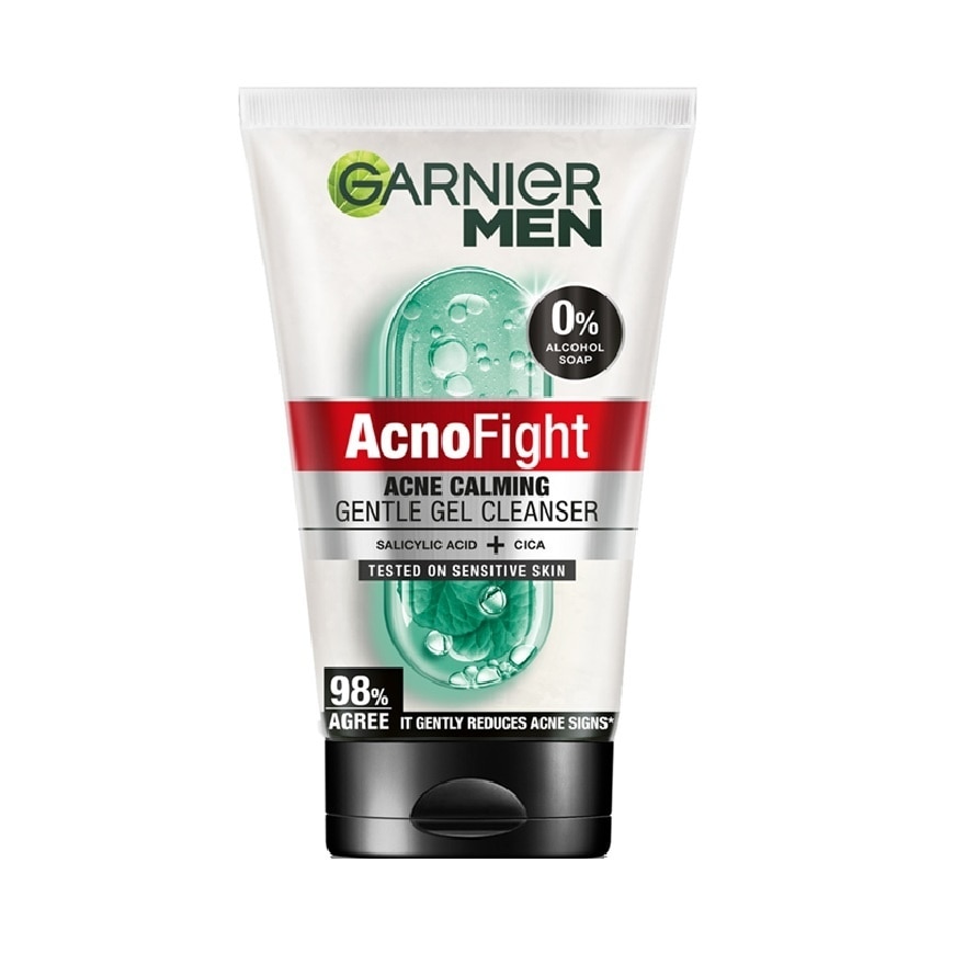 Garnier Men การ์นิเย่ เมน แอคโนไฟท์ แอคเน่ คาล์มมิง เจนเทิล เจล คลีนเซอร์ 100 มล.