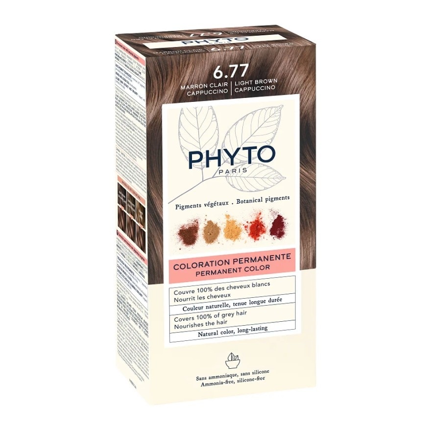 Phyto Permanent Color Ammonia-Free 6.77 Light Brown Cappuccino