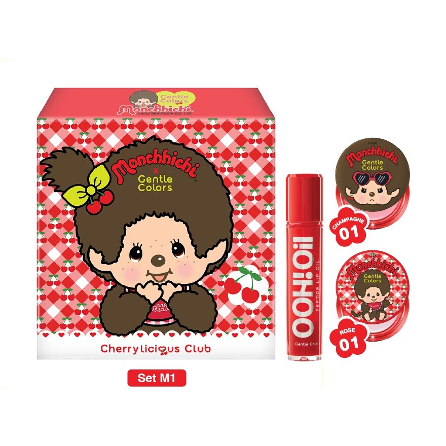 Gentle Colors x Monchhichi Set 3pcs. M1 (Ooh Oil Lip 01, Blush 01