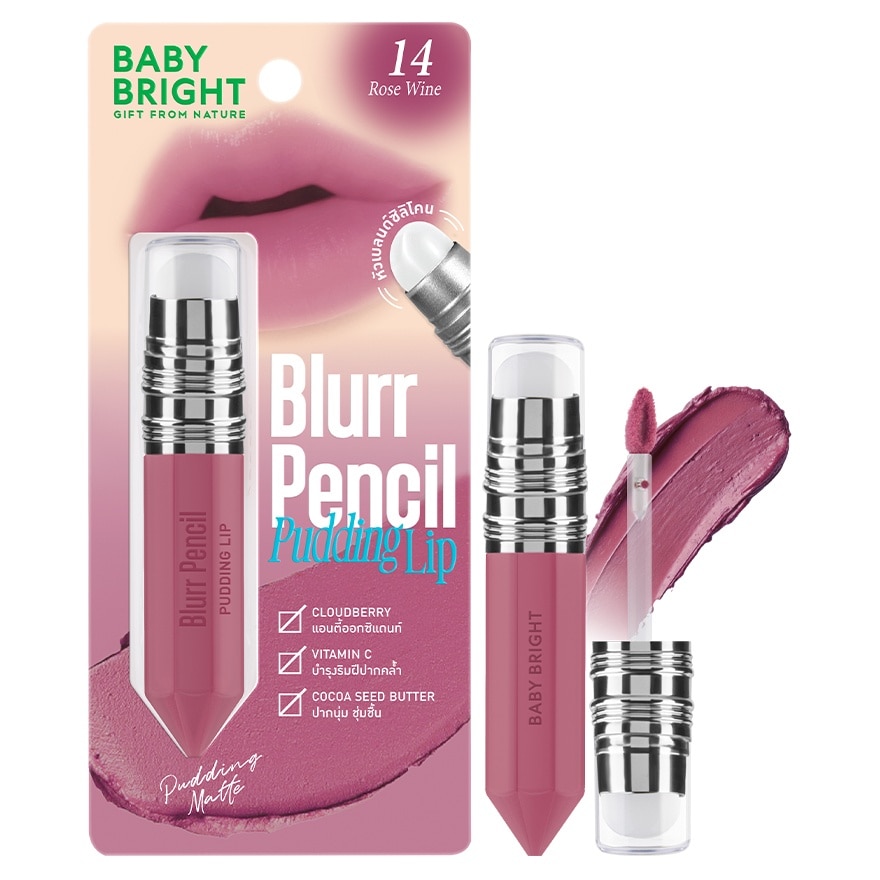 Baby Bright Blurr Pencil Pudding Lip 2.8g. 14 Rose Wine