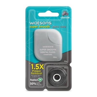 WATSONS วัตสัน ไหมขัดฟัน ชาร์โคล 50 เมตร พร้อมรีฟิล.