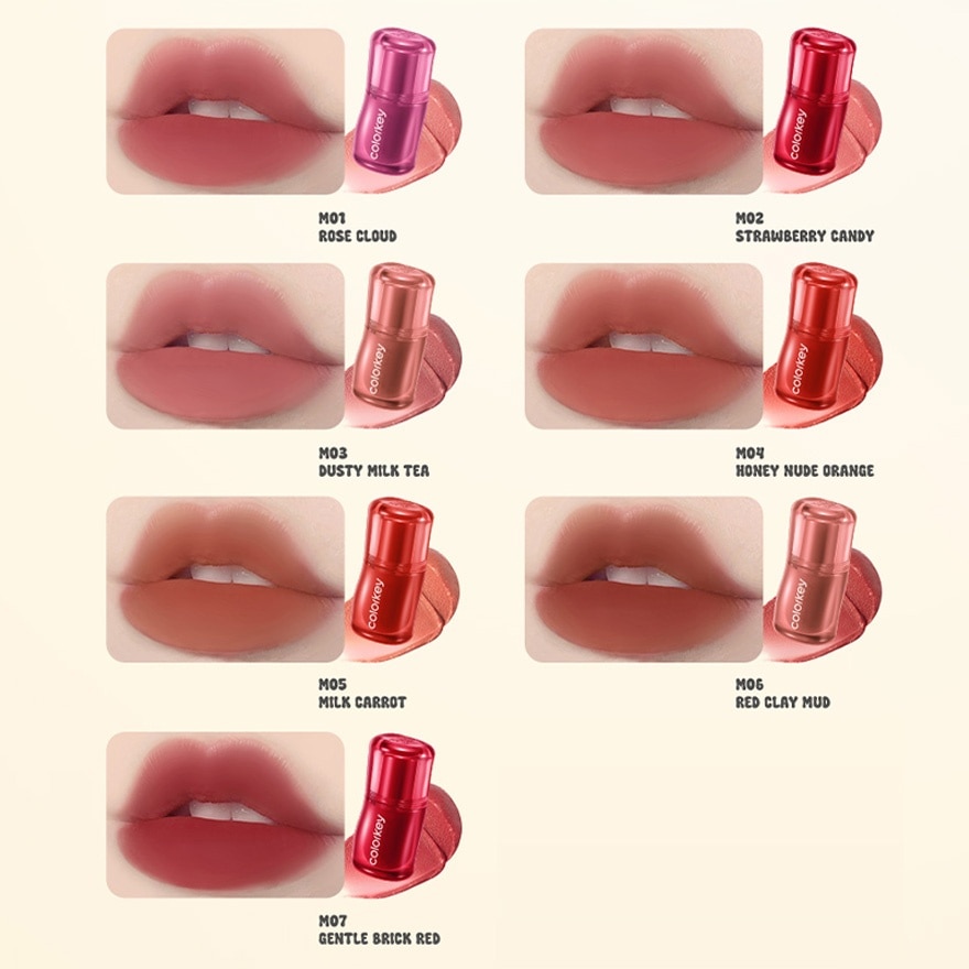 Colorkey Silky Creamy Matte Lip Mud 2.7g. M02 Strawberry Candy
