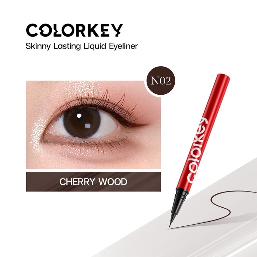 Colorkey Skinny Lasting Liquid Eyeliner 0.05ml. N02 Cherry Wood