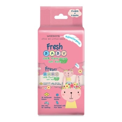 Watsons - Watsons Fresh Baby 100 Eco-Friendly Soft Wipes 8s x 6packs.