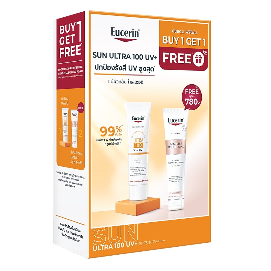 Eucerin Sun Ultra 100 UV+ 80 ml. Spotless Brightening Foam 150 g.