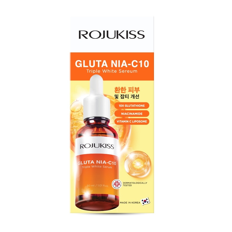 Rojukiss โรจูคิส กลูต้า ไนอะ-ซี10 ทริปเปิ้ล ไวท์ เซรั่ม 30 มล.