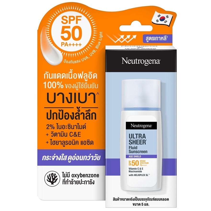 Neutrogena Ultra Sheer Fluid Sunscreen Age Shield Broad Spectrum SPF50 PA++++ 5 Ml.