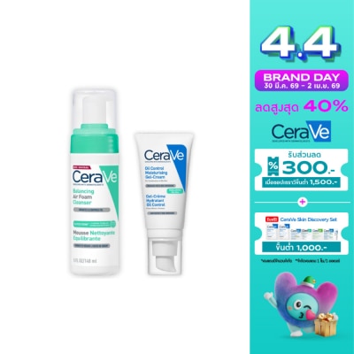 Cerave - เซราวี บาลานซิ่ง แอร์ โฟม คลีนเซอร์ 148 มล.  ออยล์ คอนโทรล มอยซ์ 52 มล.