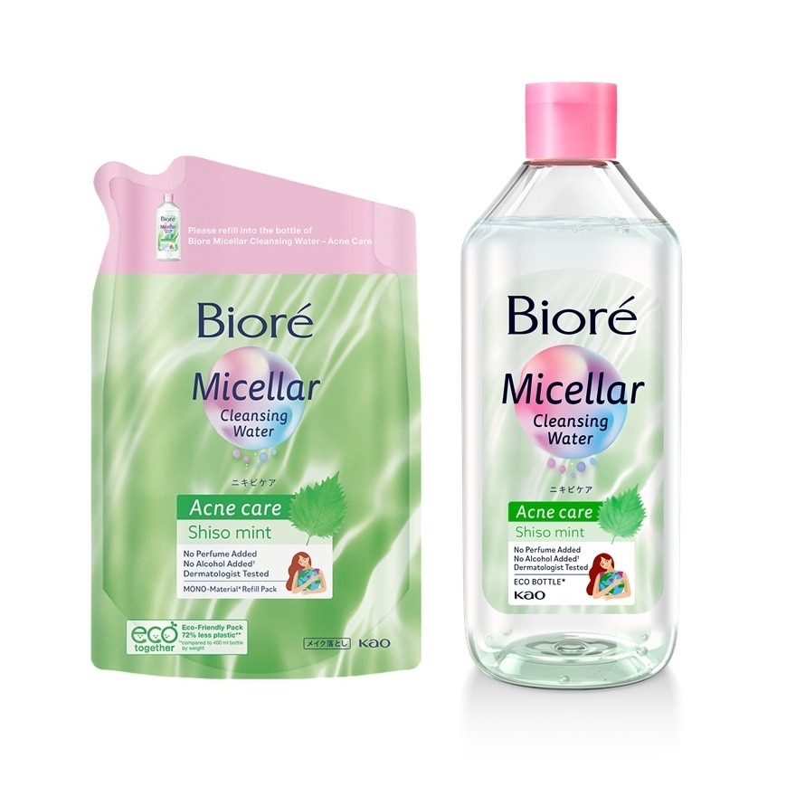 Biore Micellar Cleansing Water Acne Care 400 Ml. + Refill 330 Ml.