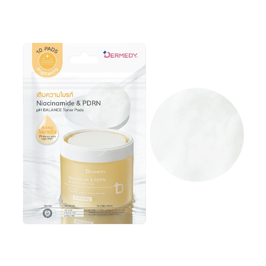 เดอร์มีดี โทนเนอร์ แพดส์ พีเอช บาลานซ์ ไนอะซินาไมด์ แอนด์ พีดีอาร์เอ็น 10 แผ่น