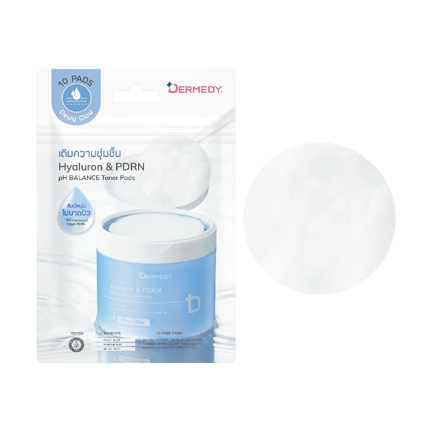 เดอร์มีดี โทนเนอร์ แพดส์ พีเอช บาลานซ์ ไฮยาลูรอน แอนด์ พีดีอาร์เอ็น 10 แผ่น