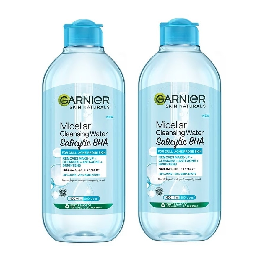 Garnier การ์นิเย่ สกิน แนทเชอรัลส์ ไมเซล่า คลีนซิ่ง วอเตอร์ ซาลิไซลิค บีเอชเอ 400 มล.แพคคู่