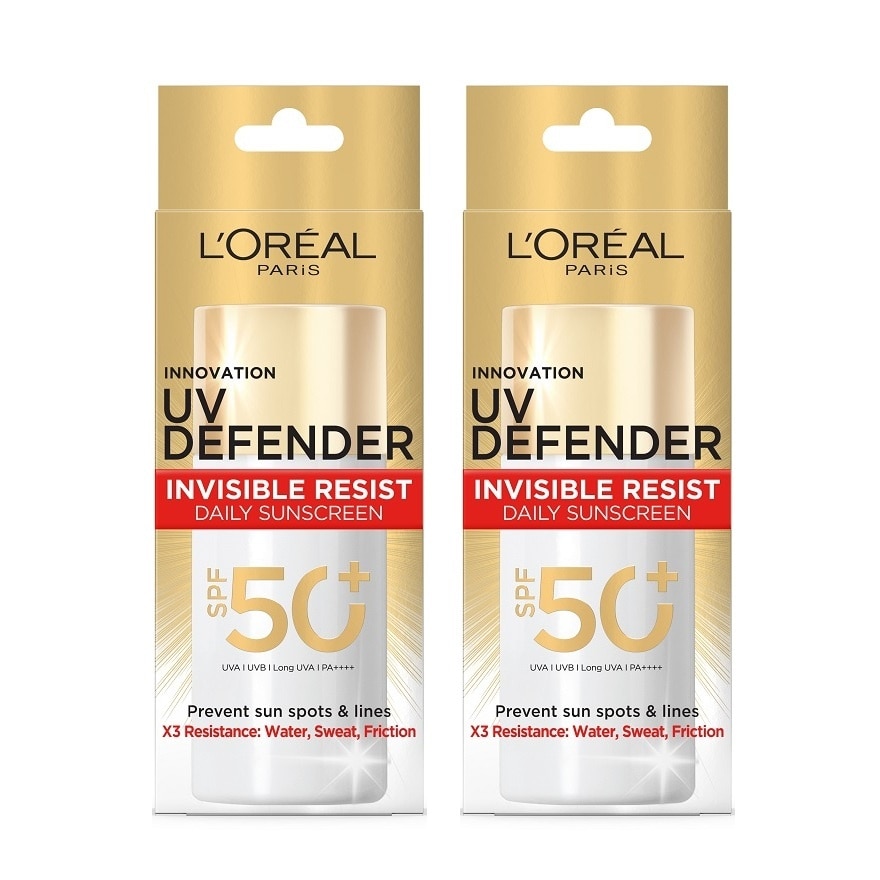 L'Oreal Paris UV Defender Invisible Resist Daily Sunscreen SPF 50+ 50 Ml.Twin Pack